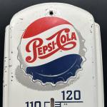 Pepsi Cola Metal Wall Thermometer Bottle Cap Sign