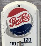 Pepsi Cola Metal Wall Thermometer Bottle Cap Sign
