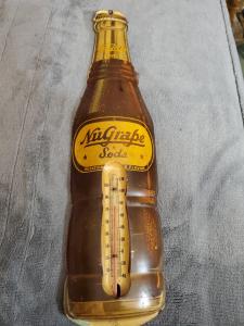 NuGrape Soda Vintage Advertising Thermometer Sign