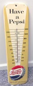 Vintage Pepsi Cola Tin Wall Thermometer