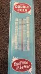 1950s Double Cola Metal Advertising Wall Thermometer