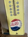 1960s Pepsi Cola Embossed Metal Advertising Thermometer