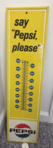 1960s Pepsi Cola Vintage Tin Wall Thermometer