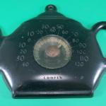 1940s Cooper USA Black Metal Teapot Thermometer