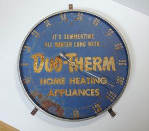 Vintage DUO-THERM Round Thermometer Advertising Sign