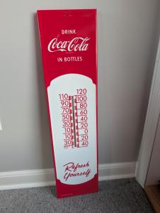Coca-Cola Red & White Metal Thermometer