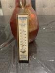 Classic Wooden Thermometer with Vintage Advertising