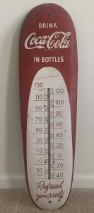 Coca Cola 1950s Vintage Cigar Thermometer Sign