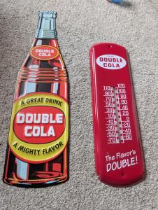 Double Cola Vintage Metal Sign Thermometer