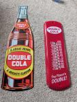 Double Cola Vintage Metal Sign Thermometer