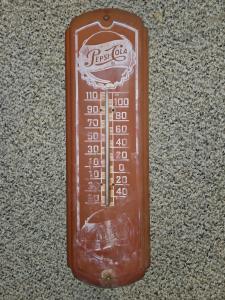 Pepsi-Cola Vintage Metal Wall Thermometer, 27"x8