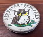 1970s Owl Wall Thermometer - Jumbo Dial, Ohio