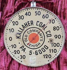 Vintage Kalleher Coal Co. Round Wall Thermometer