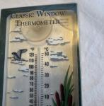 Vintage Window Thermometer with Bird Scene
