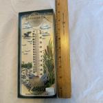 Vintage Window Thermometer with Bird Scene