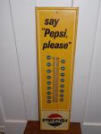 1964 Say Pepsi Please Antique Metal Thermometer