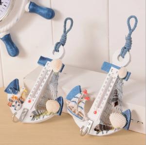 Anchor Wall Hook with Nautical Thermometer Decor