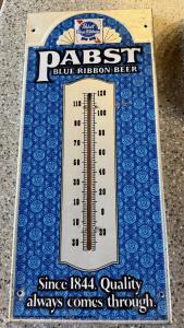 Pabst Blue Ribbon Beer Metal Thermometer Sign 20.5