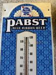 Pabst Blue Ribbon Beer Metal Thermometer Sign 20.5