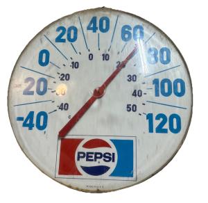Pepsi Cola Vintage Round Glass Thermometer 18”