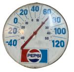 Pepsi Cola Vintage Round Glass Thermometer 18”