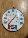 Pepsi Cola Vintage Round Glass Thermometer 18”