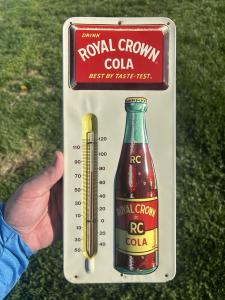 Royal Crown Cola Embossed Metal Thermometer Sign