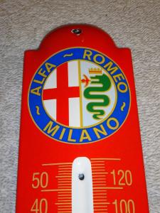 Vintage Alfa Romeo Milano Gasoline Thermometer Sign