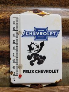 Vintage Chevrolet Porcelain Thermometer with Felix the Cat