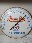 1960s Frozen Gold Ice Cream Advertising Thermometer