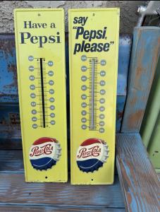 Vintage Pepsi Please Metal Thermometer - Non Working