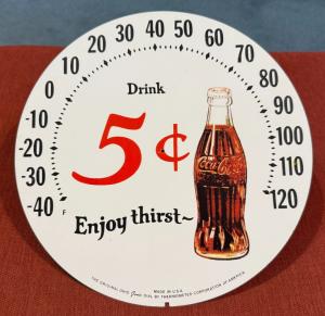 Coca-Cola Jumbo Dial Thermometer with Metal Sign