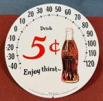 Coca-Cola Jumbo Dial Thermometer with Metal Sign