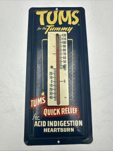 Tums Vintage Advertising Thermometer Metal Sign 9x4