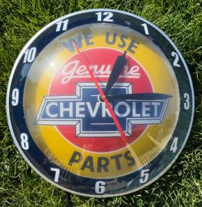 Chevrolet Double Bubble Clock Thermometer Sign