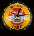 Chevrolet Double Bubble Clock Thermometer Sign