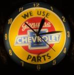 Chevrolet Double Bubble Clock Thermometer Sign