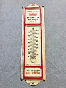Vintage MOBILOIL Metal Wall Thermometer