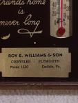Roy Williams & Son Chrysler Plymouth Antique Thermometer