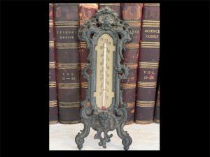 Vintage Cherub Wall Thermometer with Ornate Frame