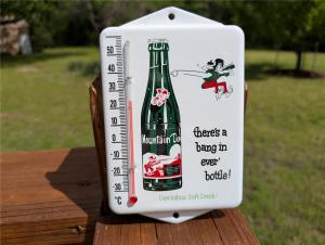 Mountain Dew Porcelain Thermometer - Hillbilly Soda