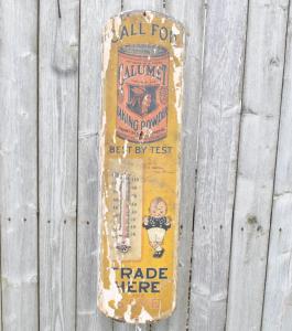 Calumet Powder Wooden Thermometer Dealer Sign 1910s