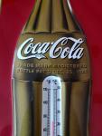 Coca-Cola Vintage Bottle Thermometer Sign Red & Gold