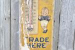 Calumet Powder Wooden Thermometer Dealer Sign 1910s