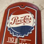 Large 27" Red Pepsi Cola Metal Thermometer Sign