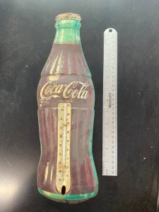 Coca-Cola 1950s Metal Bottle Thermometer Sign