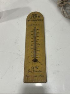 Antique QW Laboratories Dog Remedies Advertising Thermometer