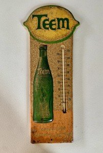 Vintage Teem Soda Fountain Tin Thermometer