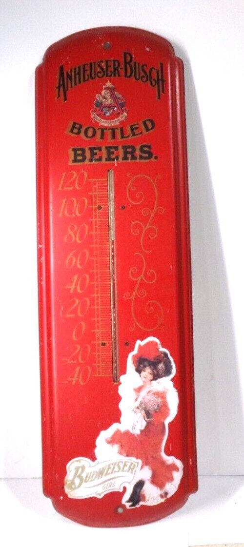 Anheuser-Busch Beer Thermometer with Budweiser Girl