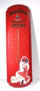 Anheuser-Busch Beer Thermometer with Budweiser Girl